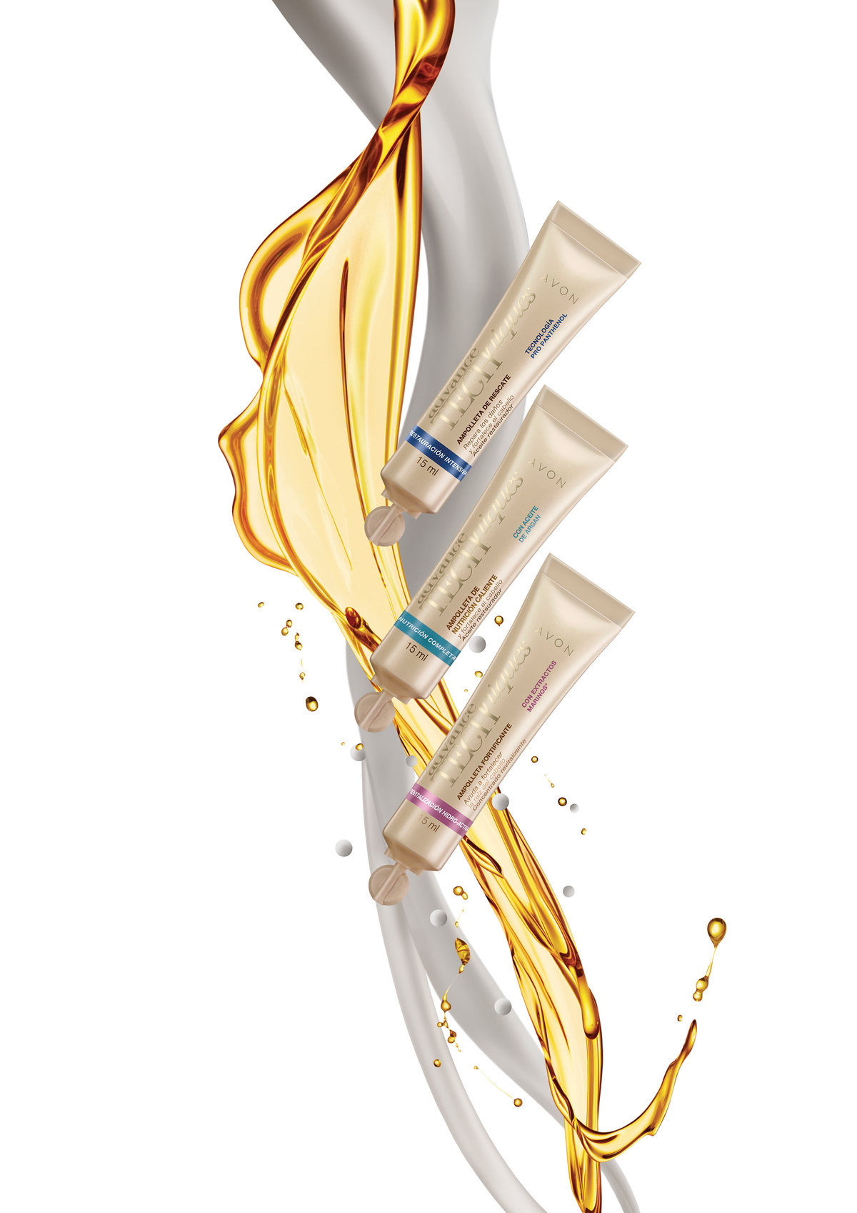 Foundation tubes riding a wave of golden liquid