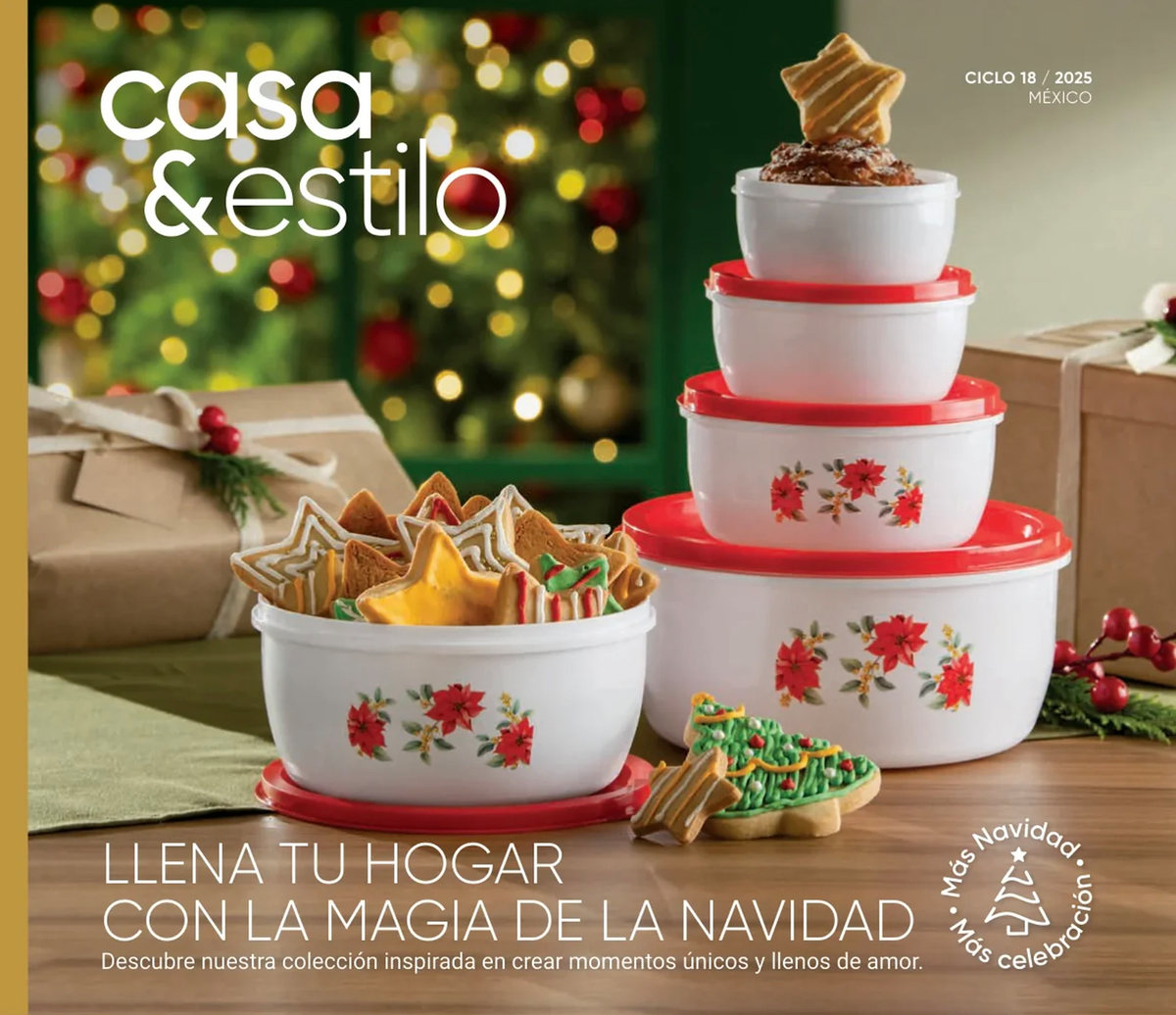 Casa & Estilo catalog cover with Christmas food containers and cookies